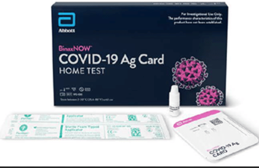 BinaxNOW AG card Covid test